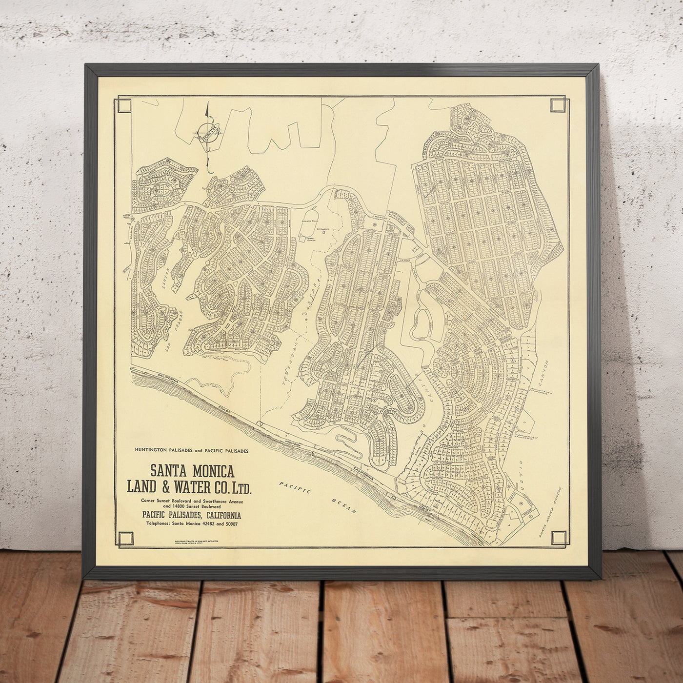 Old Street Map of the Pacific Palisades & Huntington Palisades, 1925