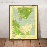 Old Map of Solomons, Maryland by USGS, 1944 – Patuxent River, Chesapeake Bay & Calvert Cliffs