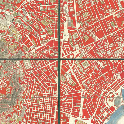 Mapa antiguo de Nápoles de Rizzi-Zannoni, 1794: Borgo Santa Lucia, Chiaia, Toledo, Porta Capuana, San Carlo