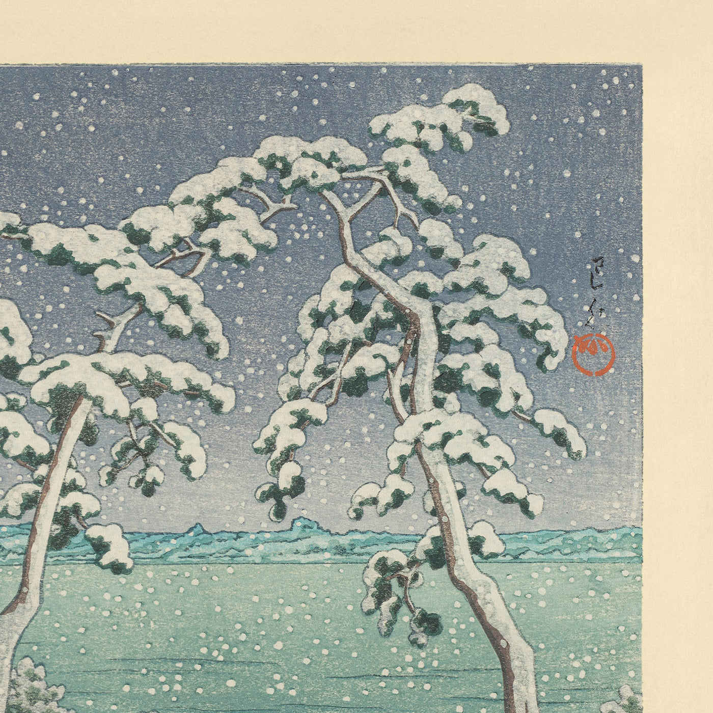 Snow at Hinuma Swamp in Mito by Hasui Kawase 1935