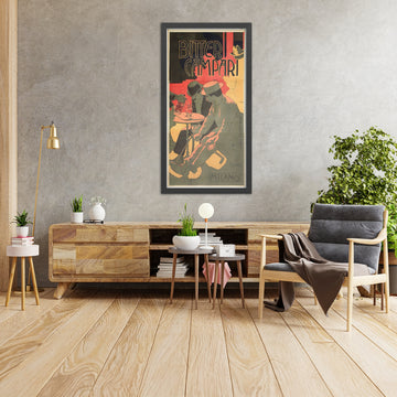 A framed image of Bitter Campari Vintage Advertising Poster by Adolfo Hohenstein, 1899