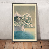 Schnee am Godaido-Tempel in Matsushima von Hasui Kawase, 1935 