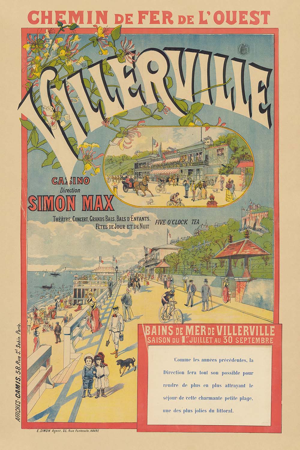 Villerville Travel Poster: Chemin de Fer de l’Ouest by Imp. Camis, 1890