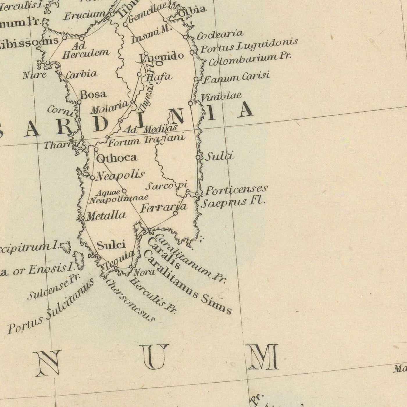 Old Map of North Africa, 1845: Atlas Mountains, Sahara, Carthage, Tangier, Algiers