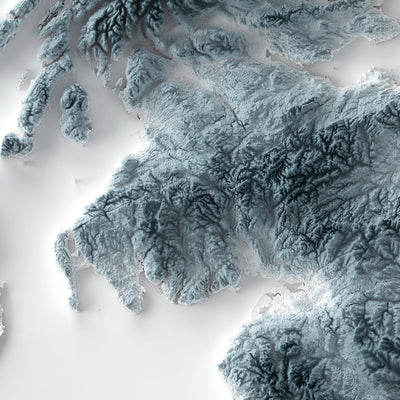 United Kingdom Topographic 3D Relief Map