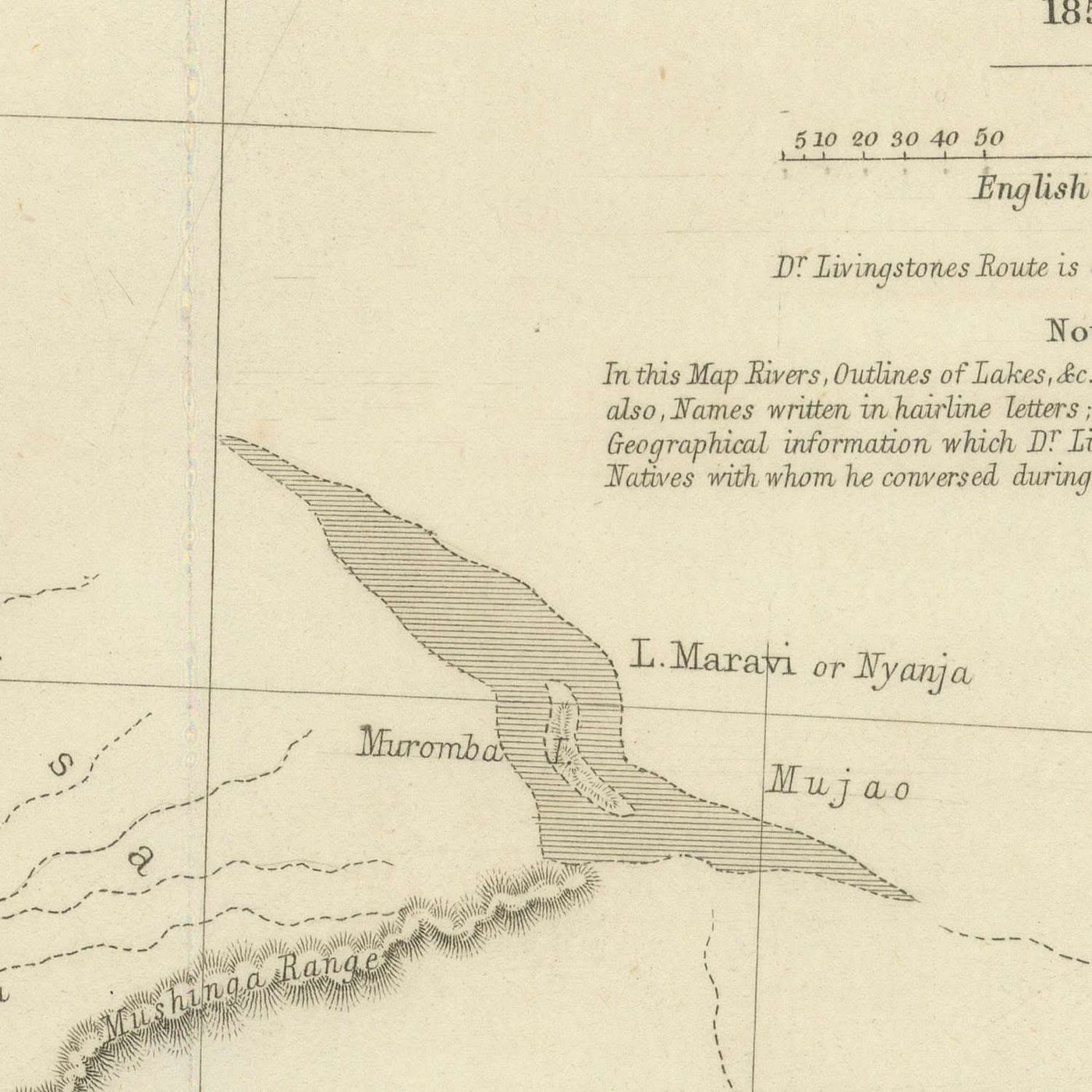 Alte Karte von Dr. Livingstones afrikanischer Route von Arrowsmith, 1857: Linyanti, Quelimane, Victoriafälle, Sambesi, Kalahari 