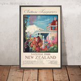 Affiche de voyage de Nouvelle-Zélande : Chateau Tongariro par New Zealand Railways Studios, 1932 