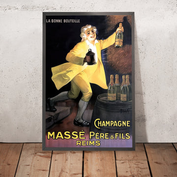 A framed image of Massé Père & Fils Vintage Champagne Poster by Marcellin Auzolle, 1925