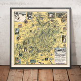 Alte bildliche Karte des White Mountain National Forest, 1930: Cannon Mt., Appalachian Trail, Franconia Notch, Mt. Washington, Conway 