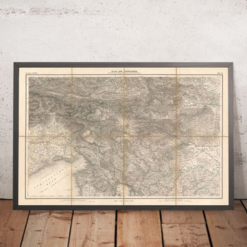Mappa antica delle Alpi Orientali e Giulie di Mayr, 1874: Trieste, Slovenia, Croazia, Mare Adriatico 