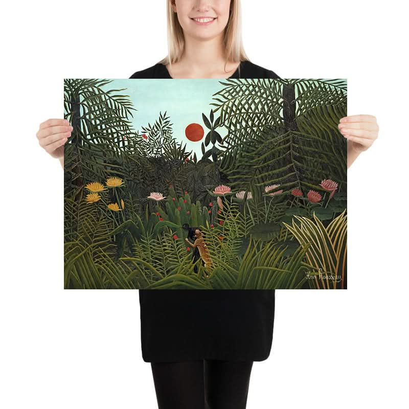 Forêt vierge au coucher du soleil par Henri Rousseau, 1910