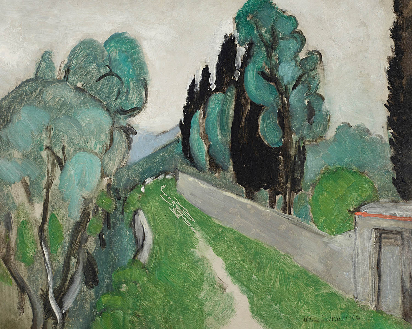 Paysage avec cyprès et oliviers aux environs de Nice (Landscape with cypresses and olive trees near Nice) by Henri Matisse, 1918