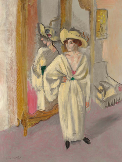 Femme en blanc debout devant une glace (Woman in white standing in front of a mirror) by Henri Matisse, 1918