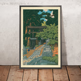 Niños jugando en el santuario Kumagai Dairaidou de Hasui Kawase, 1935 