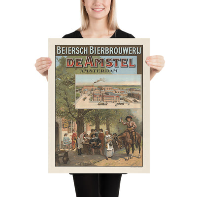 Amsterdam Travel Poster: Beiersch Bierbrouwerij De Amstel, 1910