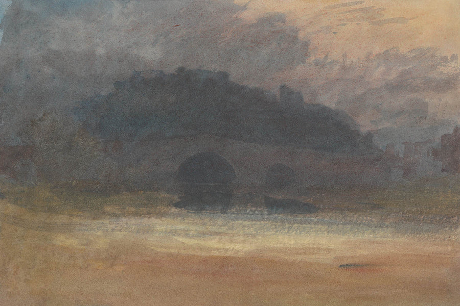 Evening Landscape with Castle and Bridge in Yorkshire by Turner, 1798