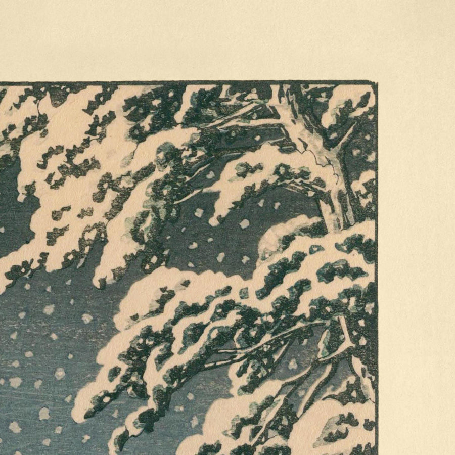 Santuario Kansagu al Lago Tawaza nella Neve di Hasui Kawase, 1935 