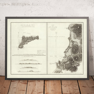 Mapa raro de la Isla de Pascua de La Pérouse, 1797: Bahía de Cook, Océano Pacífico 