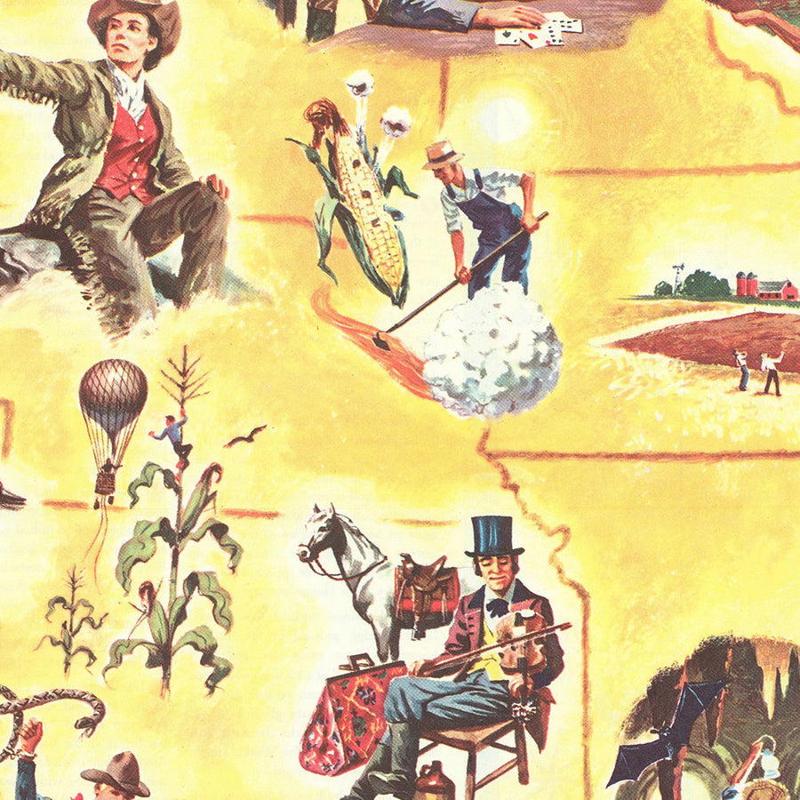 Mappa delle leggende folkloristiche antiche degli Stati Uniti, 1960 