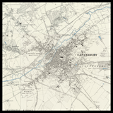 Mapa antiguo personalizado de Canterbury 