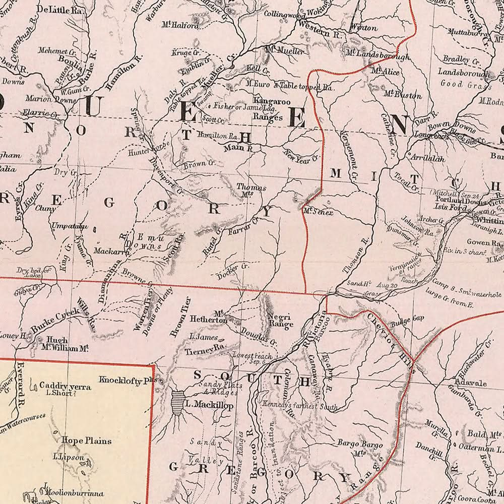 Ancienne carte de l'Australie orientale par Stanford, 1887 : Sydney, Melbourne, Brisbane, Great Dividing Range, chemins de fer