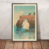 Segelboot und Zaimoku-Insel in Matsushima von Hasui Kawase, 1935 