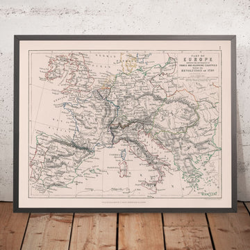 Mapa antiguo de Europa antes de la Revolución Francesa y las Guerras Napoleónicas, 1789 