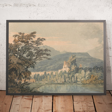 A framed image of Sir William Hamilton’s Villa by Turner, 1795