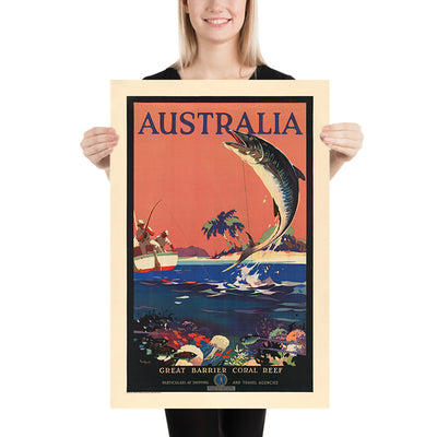 Great Barrier Reef Travel Poster: Great Barrier Coral Reef by James Northfield, 1930