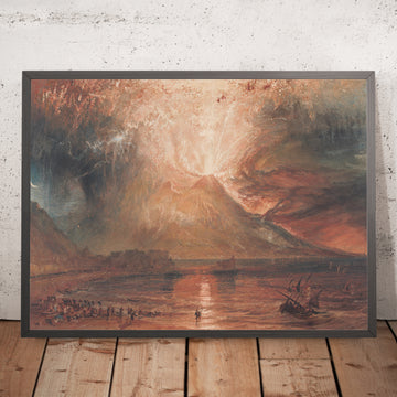 A framed image of Vesuvius in Eruption by Turner, 1817