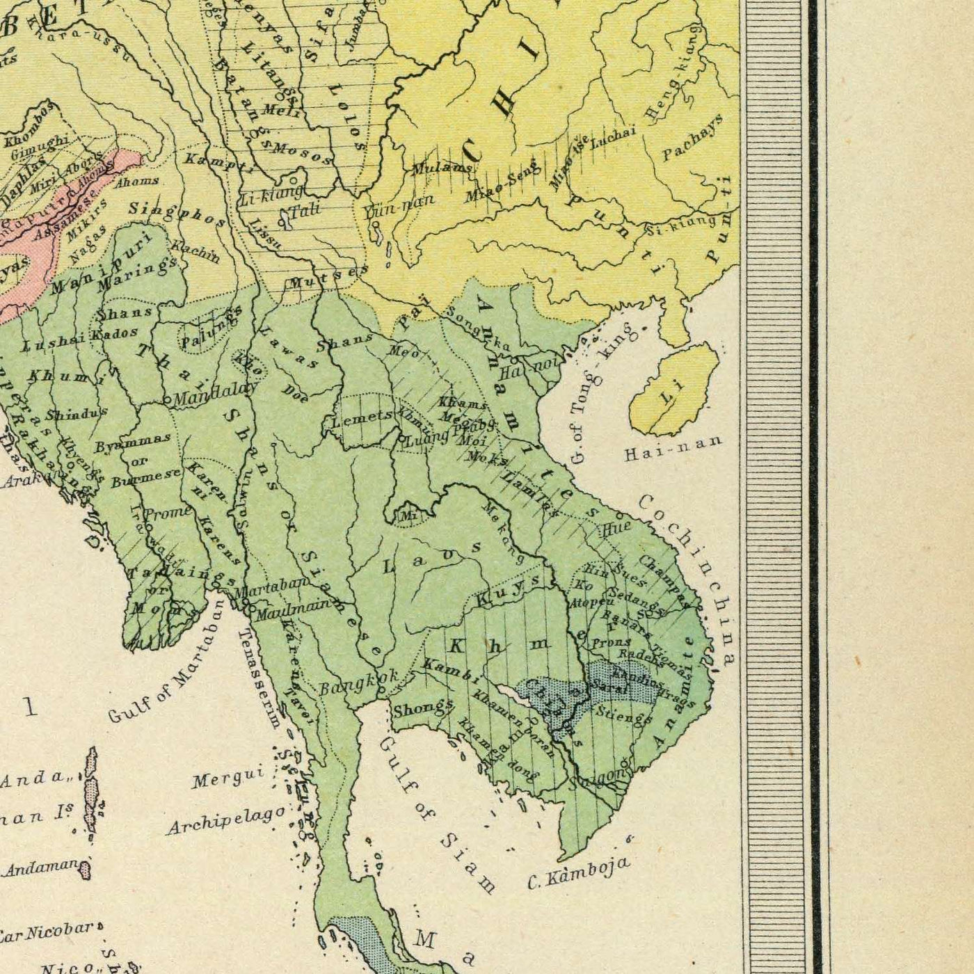 Old Political Map of India & Southeast Asia by Bartholomew, 1922: Bomb ...