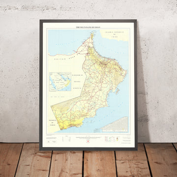 Old Map of Oman, 1994: Muscat, Salalah, Hajar Mts, Wahiba Sands, Strait of Hormuz