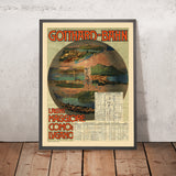 Póster de viaje de los lagos de Como, Maggiore y Lugano: Gotthard-Bahn de Gabriele Chiattone, 1892 