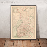 Old Map of Finland, 1897: Helsinki, Tampere, Gulf of Bothnia, Railways, Borders