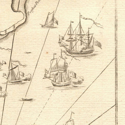 Old Nautical Map of Bristol, River Avon & Severn Estuary by Collins, 1774: William III Landing, Portishead