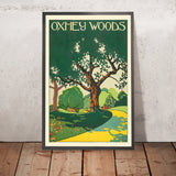 London-Reiseposter: Oxhey Woods von Edward McKnight Kauffer, 1915 