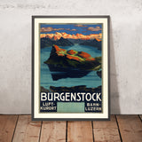 Póster de viaje del lago de Lucerna: Bürgenstock 