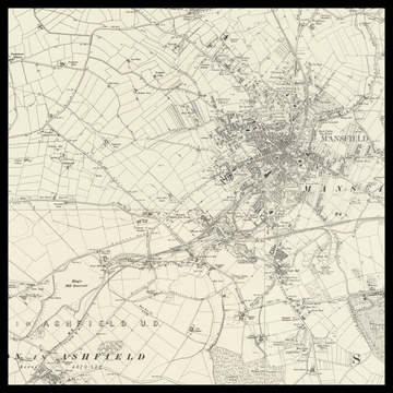 Eine alte Ordnance-Survey-Karte von Mansfield