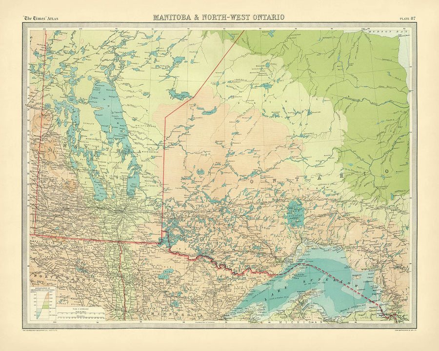 Mappa antica del Manitoba e dell&