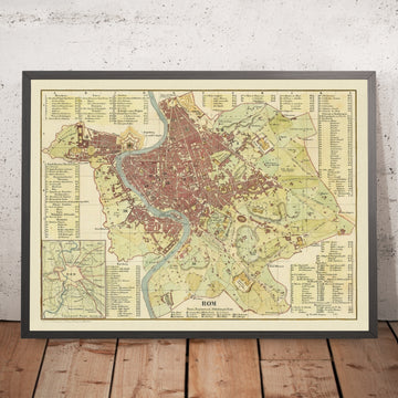 Old City Map of Rome by Wenng, 1846: St Peter&