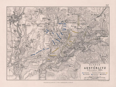 Schlacht bei Austerlitz 2. Dezember 1805 von AK Johnston 1805