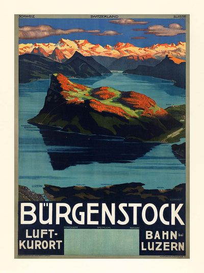 Lake Lucerne Travel Poster: Bürgenstock