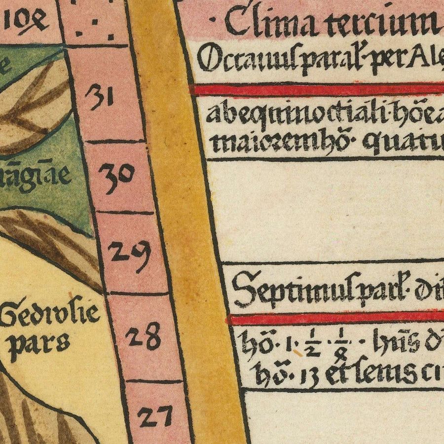 Mappa antica della penisola arabica di Tolomeo, 1482: Arabia Felix, Mar Rosso, Golfo Persico, Carmania 