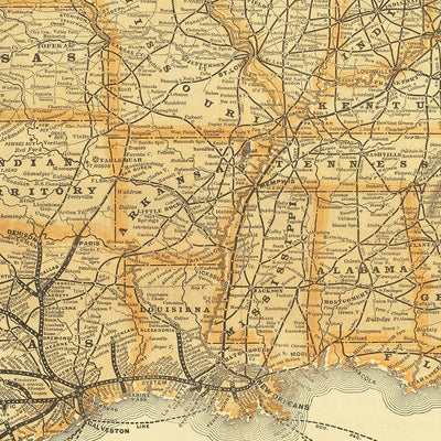 Large Old Rare Map of the United States by Poole Brothers, 1893: Railways, Steamship Routes