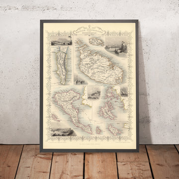 Old Map of the British Empire in the Mediterranean, 1851: Gibraltar, Malta, Corfu, Zante, Etc.