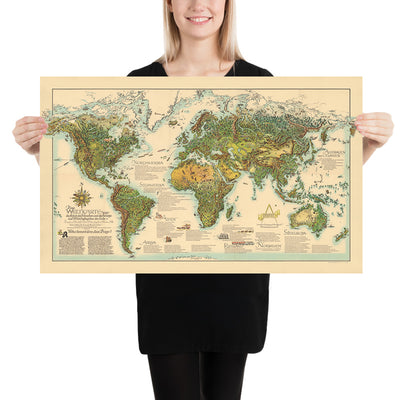 Fantasy Style Post-WW2 German World Map by Wommelsdorff, 1950