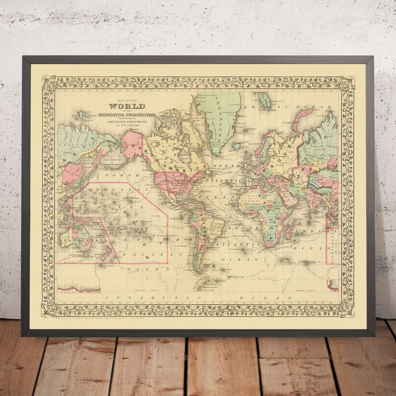 Posca World Map Old Mercator World Map Centered on America by Mitchell, 1882 – The ...