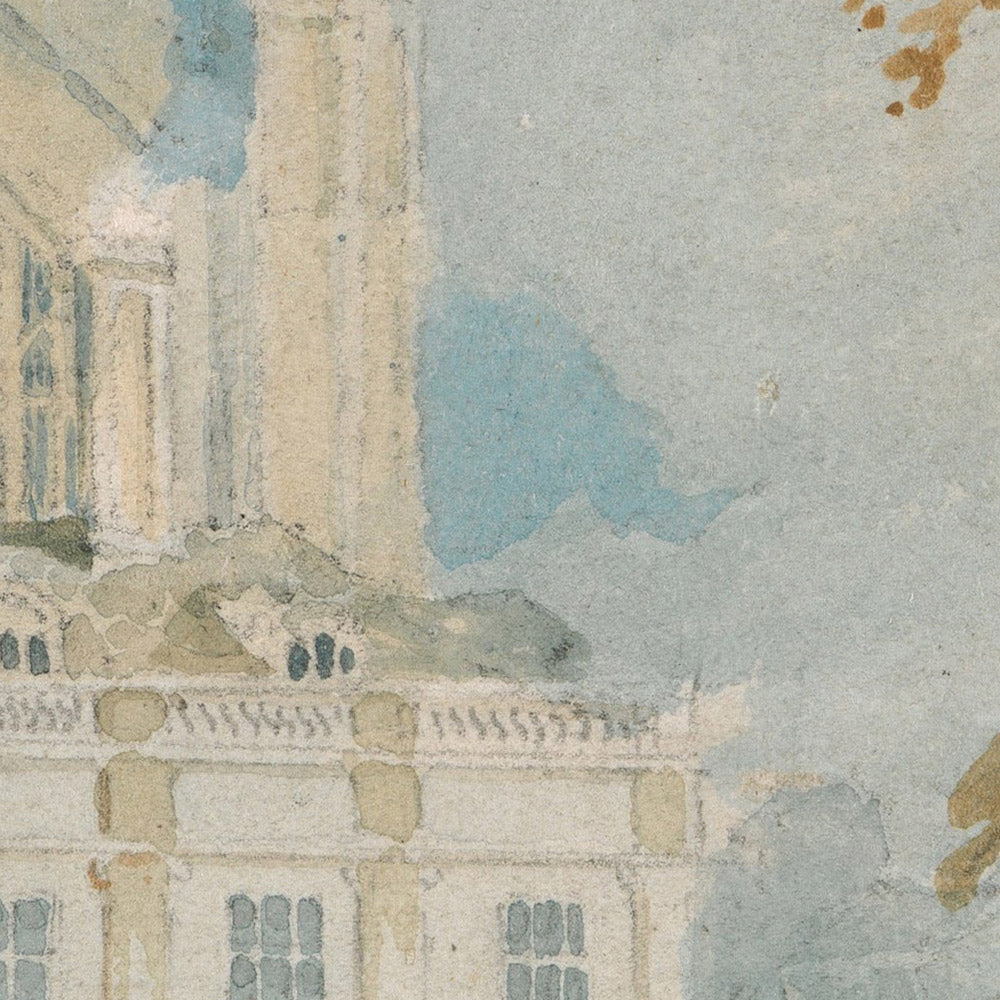 Clare Hall and King’s College Chapel, Cambridge, from the Banks of the River Cam by Turner, 1793