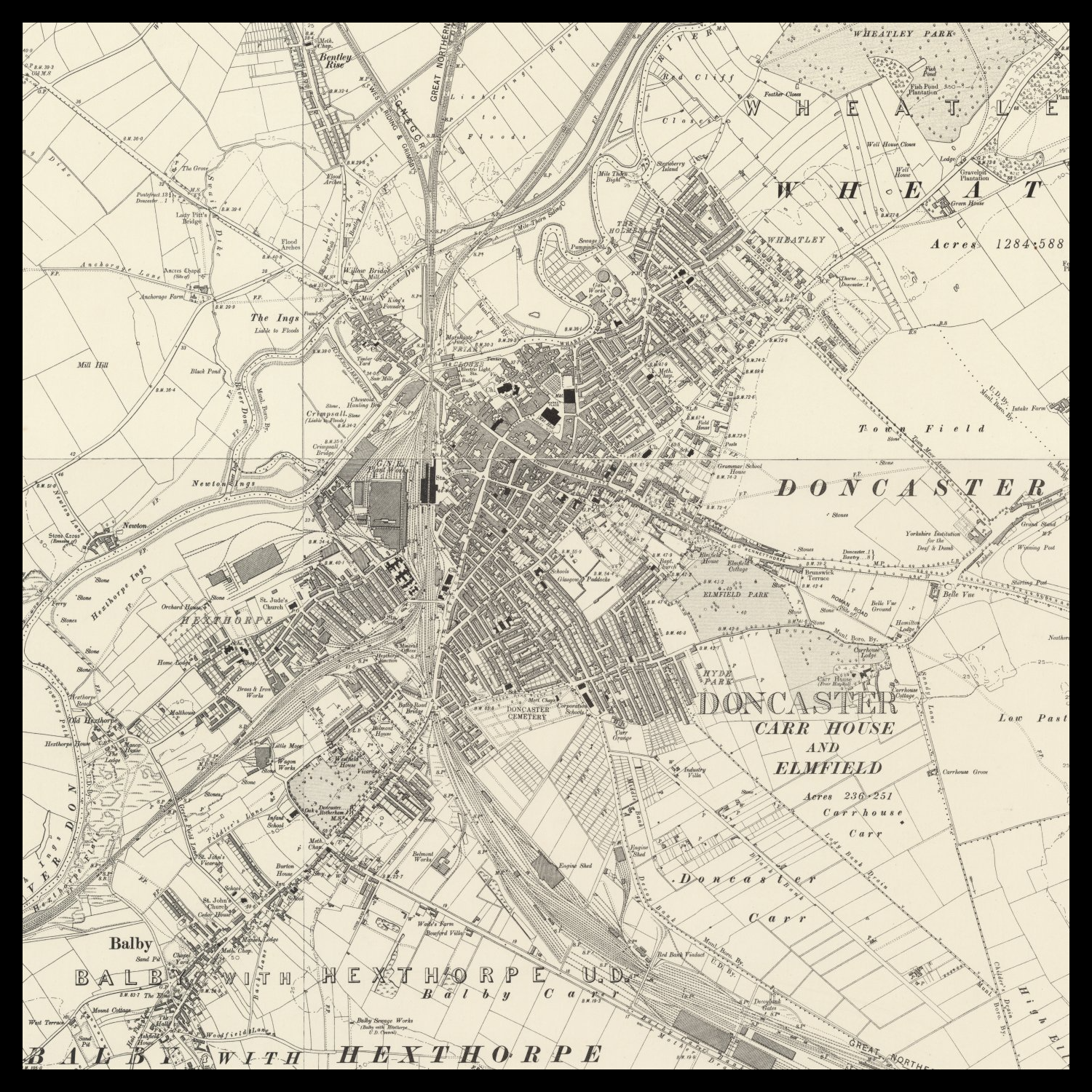Personalised Old Map of Doncaster – The Unique Maps Co.