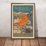 Póster de viaje de Noruega: Noruega en septiembre de Freda Lingstrom 